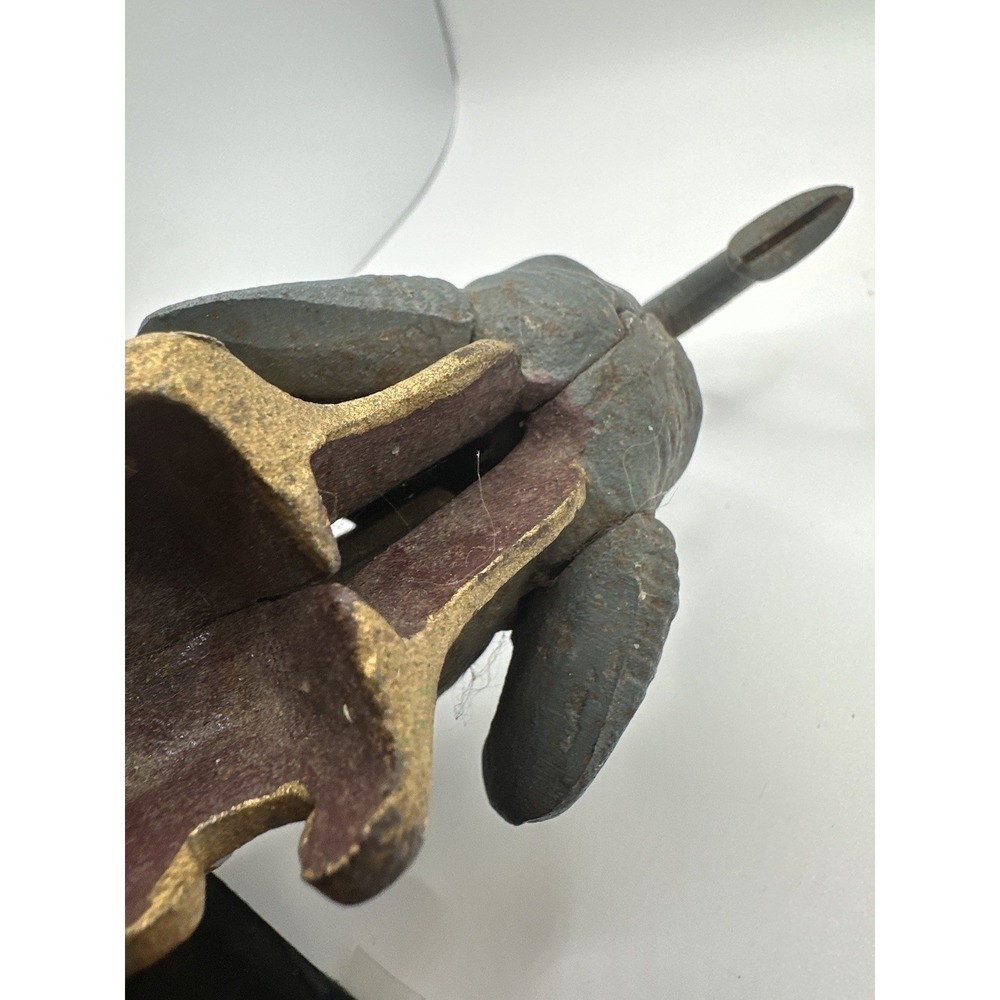 Vintage Cast Iron Hand Painted Gray Elephant Mechanical Coin Bank - Picture 12 of 12